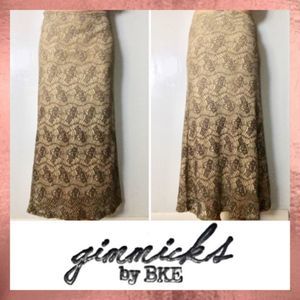 Gimmicks by BKE Tan Lace Ombré Maxi Skirt Small S